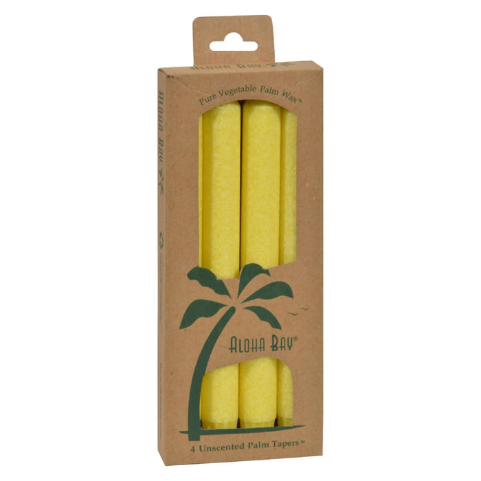 Aloha Bay - Palm Tapers - Yellow Candle Unscented - 4 Candles Biskets Pantry 