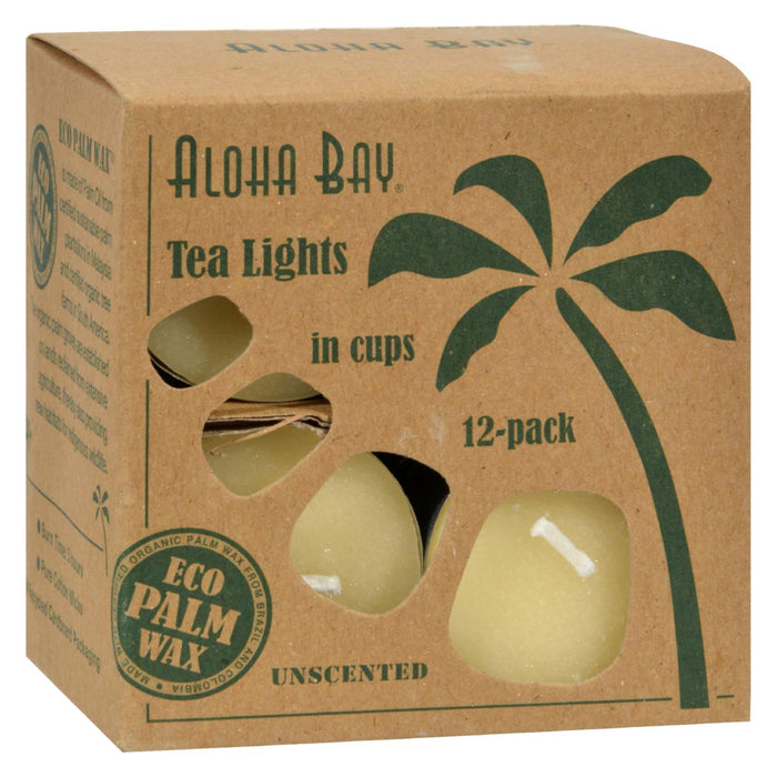 Aloha Bay - Palm Wax Tea Lights With Aluminum Holder Cream - 12 Candles Biskets Pantry 