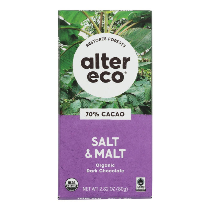 Alter Eco Americas Organic Chocolate Bar - Dark Salt & Malt - Case Of 12 - 2.82 Oz Biskets Pantry 