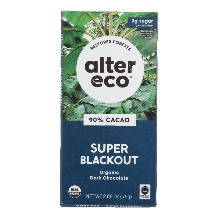 Alter Eco Americas Organic Chocolate Bar - Dark Super Blackout - Case Of 12 - 2.65 Oz Biskets Pantry 