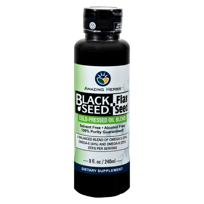 Amazing Herbs - Black Seed Oil Blend - Flax Seed Oil - 8 Oz Biskets Pantry 