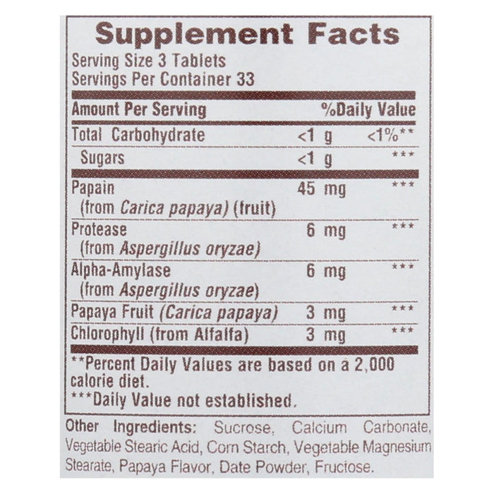 American Health - Papaya Enzyme With Chlorophyll Chewable - 100 Chewable Tablets Biskets Pantry 