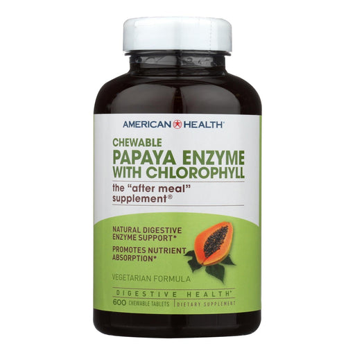 American Health - Papaya Enzyme With Chlorophyll Chewable - 600 Chewable Tablets Biskets Pantry 