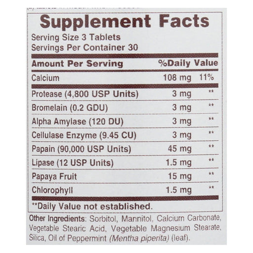 American Health - Super Papaya Enzyme Plus Chewable - 90 Chewable Tablets Biskets Pantry 