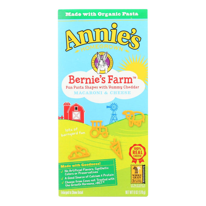 Annie's Homegrown Bernie's Farm Macaroni And Cheese Shapes - Case Of 12 - 6 Oz. Biskets Pantry 