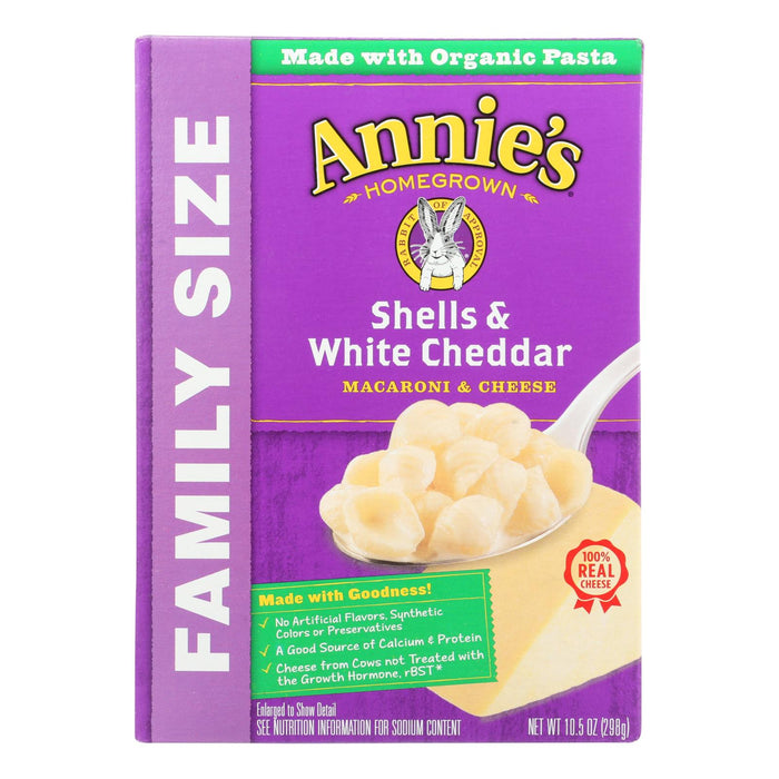 Annie's Homegrown Family Size Shells And White Cheddar Mac And Cheese - Case Of 6 - 10.5 Oz. Biskets Pantry 