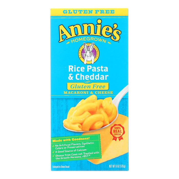 Annie's Homegrown Gluten Free Rice Pasta And Cheddar Mac And Cheese - Case Of 12 - 6 Oz. Biskets Pantry 