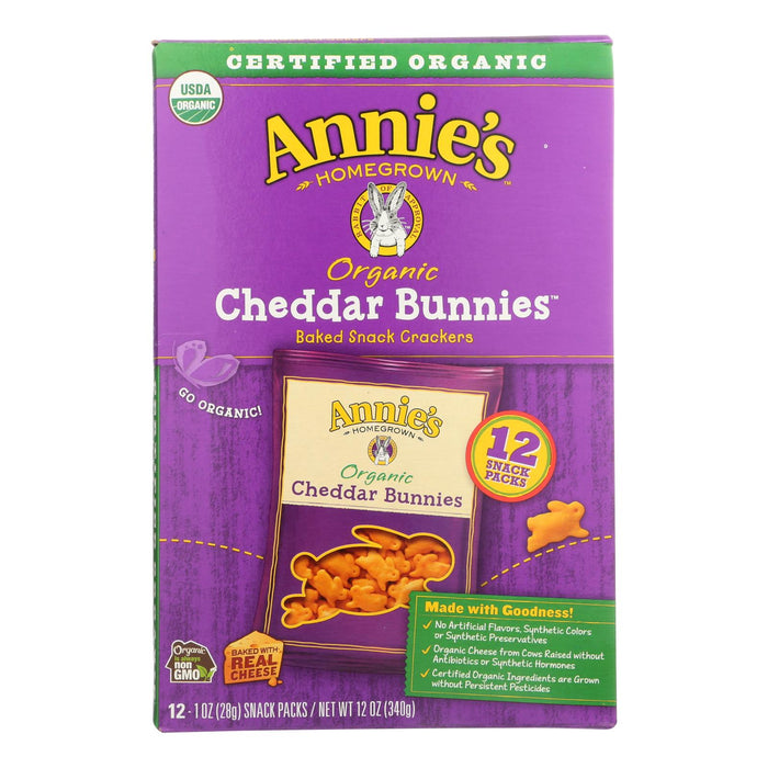 Annie's Homegrown Organic Bunny Cracker Snack Pack - Cheddar - Case Of 4 - 12/1 Oz Biskets Pantry 