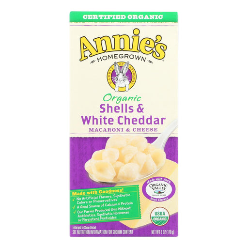 Annie's Homegrown Organic Shells And White Cheddar Macaroni And Cheese - Case Of 12 - 6 Oz. Biskets Pantry 