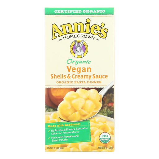 Annie's Homegrown Organic Vegan Shells And Creamy Sauce Pasta Dinner - Case Of 12 - 6 Oz. Biskets Pantry 