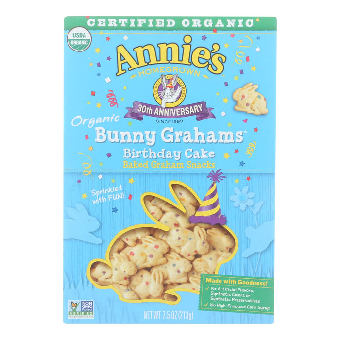 Annie's Organic Birthday Cake Bunny Grahams - Case Of 12 - 7.5 Oz Biskets Pantry 