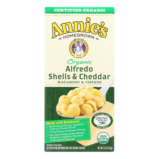 Annies Homegrown Macaroni And Cheese - Organic - Alfredo Shells And Cheddar - 6 Oz - Case Of 12 Biskets Pantry 