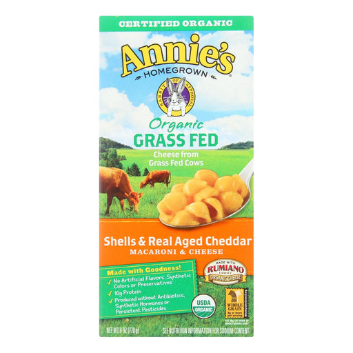 Annies Homegrown Macaroni And Cheese - Organic - Grass Fed - Shells And Real Aged Cheddar - 6 Oz - Case Of 12 Biskets Pantry 