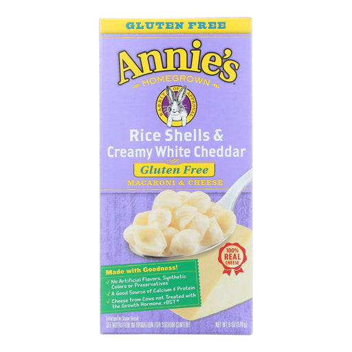 Annies Homegrown Macaroni And Cheese - Rice Shells And Creamy White Cheddar - Gluten Free - 6 Oz - Case Of 12 Biskets Pantry 