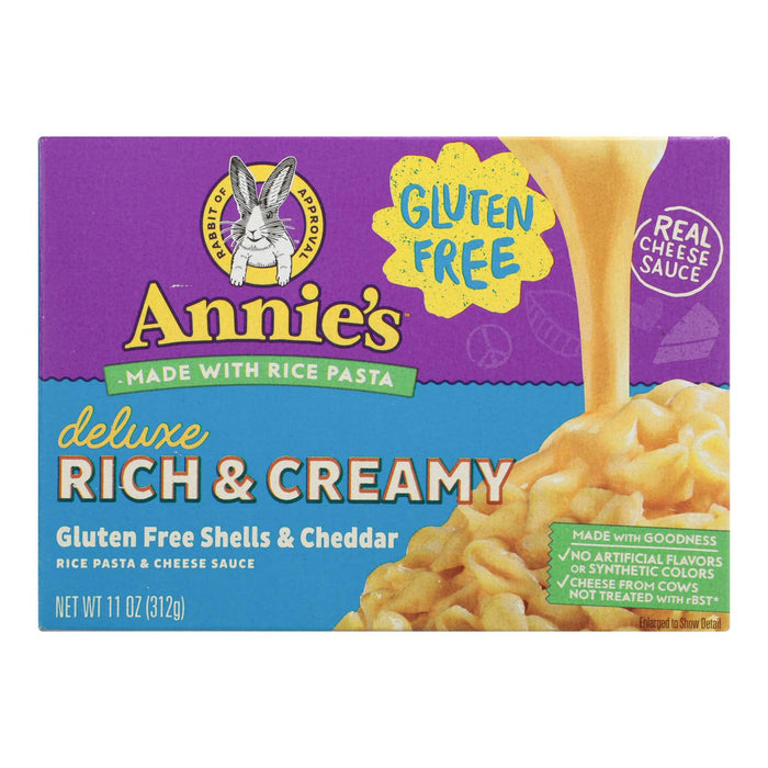 Annies Homegrown Rice Pasta Dinner - Creamy Deluxe - Rice Pasta And Extra Cheesy Cheddar Sauce - Gluten Free - 11 Oz - Case Of 12 Biskets Pantry 