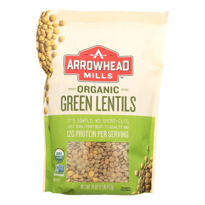 Arrowhead Mills - Organic Green Lentils - Case Of 6 - 16 Oz. Biskets Pantry 