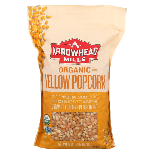 Arrowhead Mills - Organic Popcorn - Yellow - Case Of 6 - 28 Oz. Biskets Pantry 