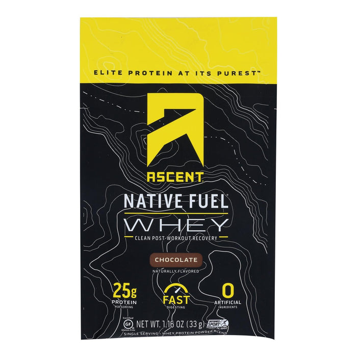 Ascent Native Fuel Chocolate Whey Protein Powder Blend Chocolate - Case Of 15 - 1.16 Oz Biskets Pantry 