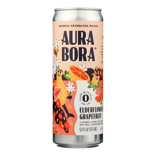 Aura Bora - Spk Water Eldflwr Grapefruit - Case Of 12-12 Oz Biskets Pantry 