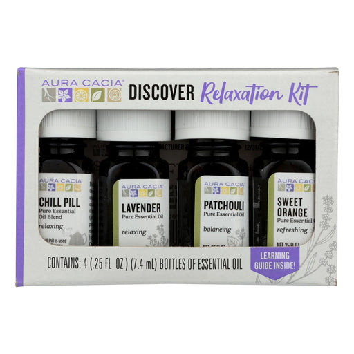 Aura Cacia - Discover Relaxation Essential Oil Kit - Each Of - 4/0.25 Fl Oz. Biskets Pantry 