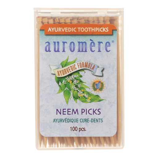 Auromere Ayurvedic Neem Picks - 100 Toothpicks - Case Of 12 Biskets Pantry 