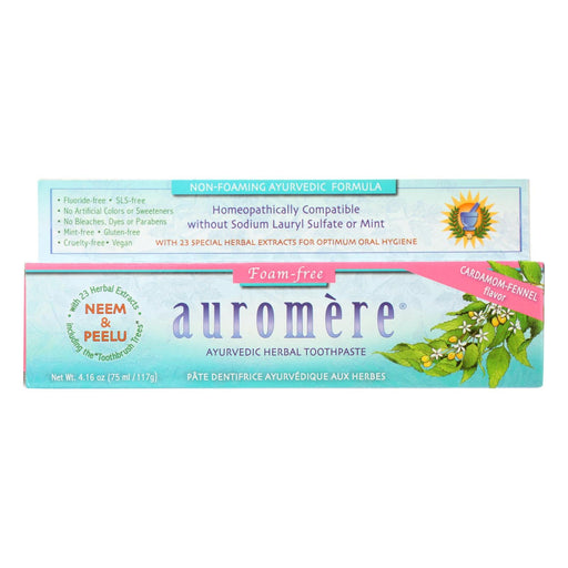 Auromere Toothpaste - Foam-free Cardamom-fennel - Case Of 1 - 4.16 Oz. Biskets Pantry 