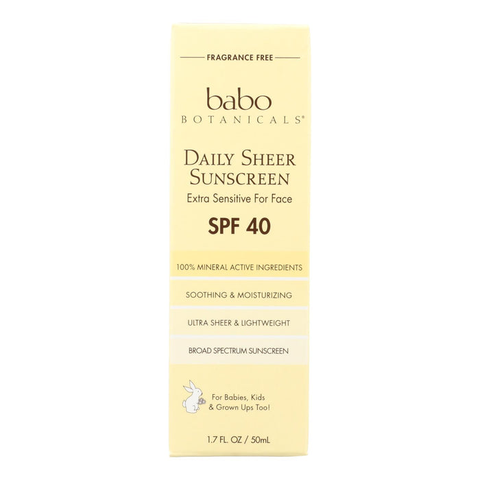 Babo Botanicals - Sunscreen - Daily Sheer - Spf 40 - 1.7 Oz Biskets Pantry 