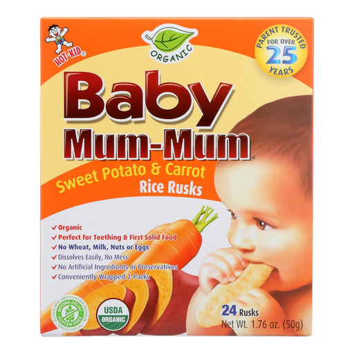 Baby Mum Mum Organic Baby Teeth Rice Rusk Organic Rick Snack With Sweet Potato And Carrot Flavor  - Case Of 6 - 1.76 Oz Biskets Pantry 