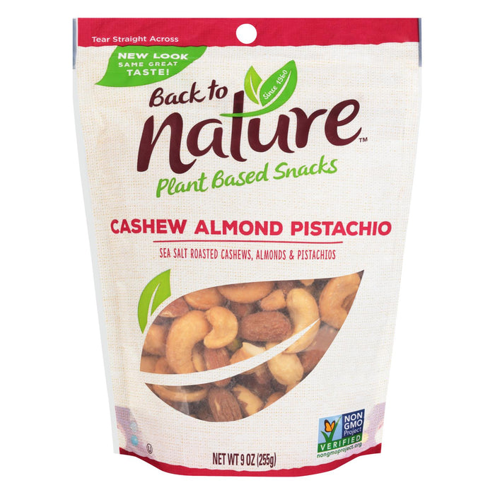 Back To Nature Cashew Almond Pistachio Mix - Case Of 9 - 9 Oz. Biskets Pantry 