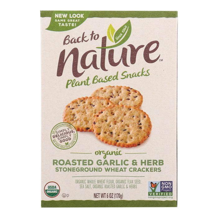 Back To Nature Crackers - Roasted Garlic And Herb Stoneground Wheat - Case Of 6 - 6 Oz. Biskets Pantry 