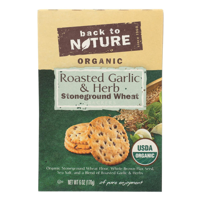 Back To Nature Crackers - Roasted Garlic And Herb Stoneground Wheat - Case Of 6 - 6 Oz. Biskets Pantry 