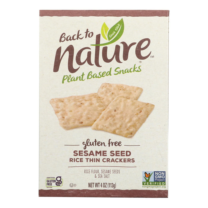 Back To Nature Sesame Seed Rice Thin Crackers - Rice And Sesame Seeds - Case Of 12 - 4 Oz. Biskets Pantry 