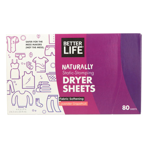 Better Life Dryer Sheets - Lavender & Grapefruit - Case Of 6 - 80 Count Biskets Pantry 