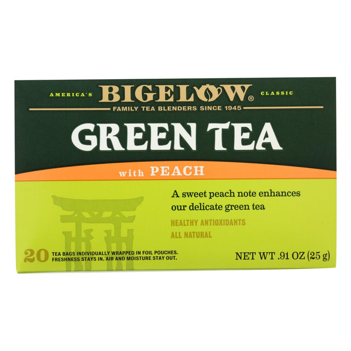 Bigelow Tea Green Tea - With Peach - Case Of 6 - 20 Bag Biskets Pantry 