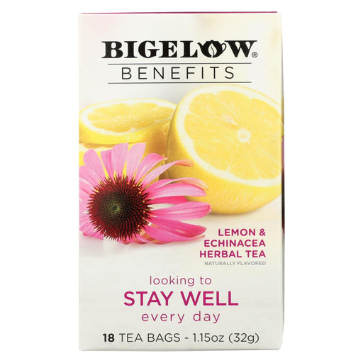 Bigelow Tea Tea - Lemon Echinacea - Stay Well - Case Of 6 - 18 Bag Biskets Pantry 