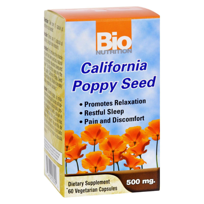 Bio Nutrition - California Poppy Seed - 500 Mg - 60 Vegetarian Capsules Biskets Pantry 