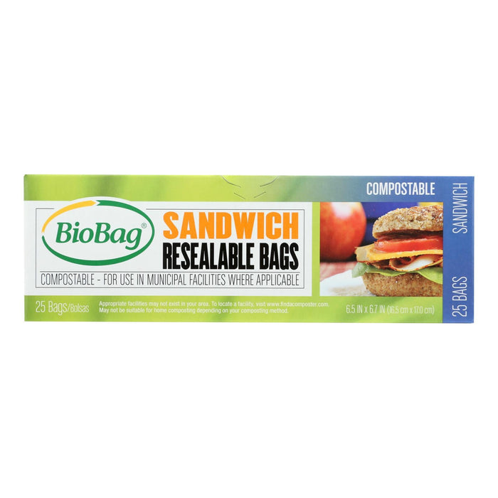 Biobag - Resealable Sandwich Bags - Case Of 12 - 25 Count Biskets Pantry 