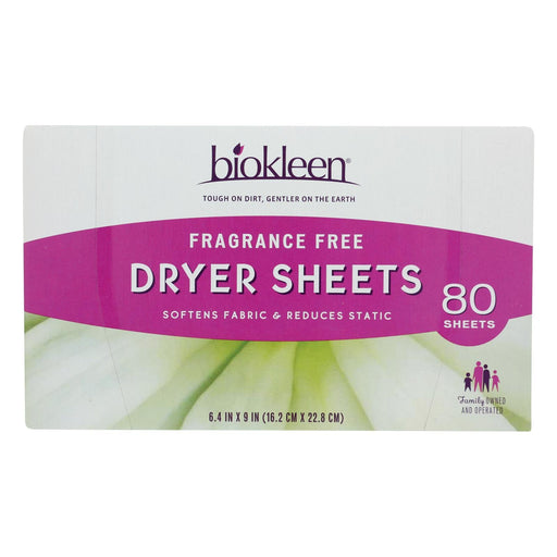 Biokleen - Dryer Sheets Free & Clear - Case Of 6 - 80 Ct Biskets Pantry 