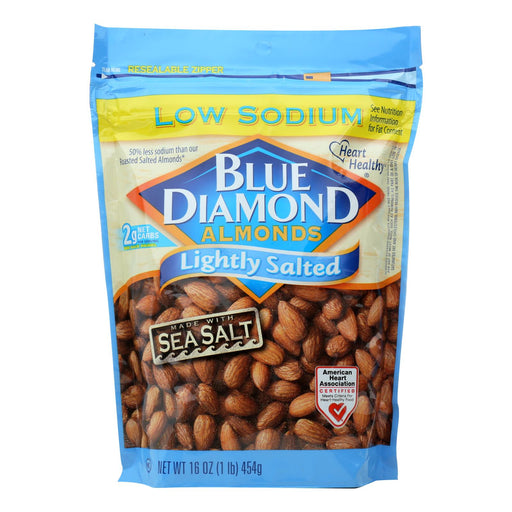 Blue Diamond Lightly Salted Low Sodium Almonds  - Case Of 6 - 16 Oz Biskets Pantry 