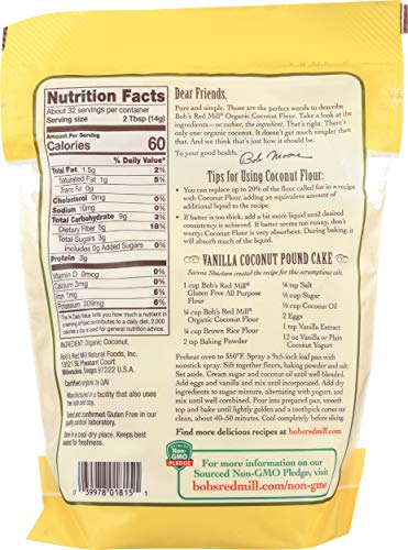 Bob's Red Mill - Flour - Organic - Coconut - Case Of 4 - 16 Oz Biskets Pantry 