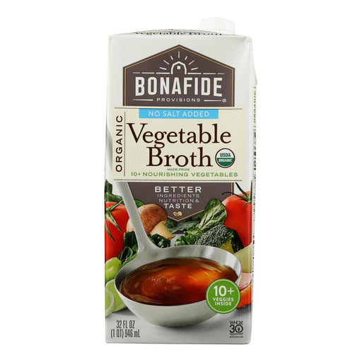 Bonafide Provisions - Broth Vegetable No Salt - Case Of 6-32 Oz Biskets Pantry 