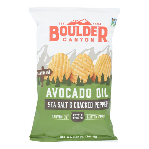 Boulder Canyon - Avocado Oil Canyon Cut Potato Chips - Sea Salt And Cracked Pepper - Case Of 12 - 5.25 Oz. Biskets Pantry 