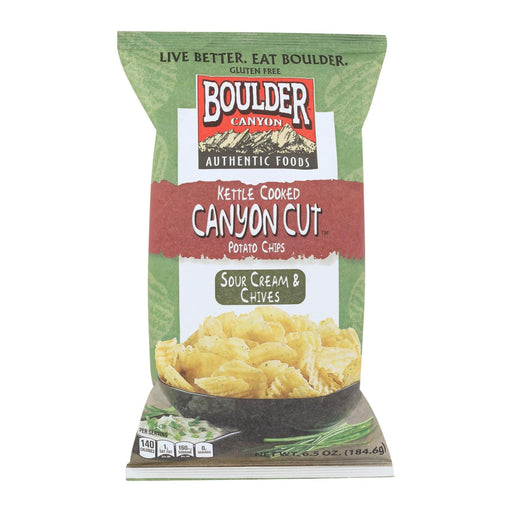 Boulder Canyon - Kettle Cooked Canyon Cut Potato Chips -sour Cream & Chives - Case Of 12 - 6.5 Oz Biskets Pantry 