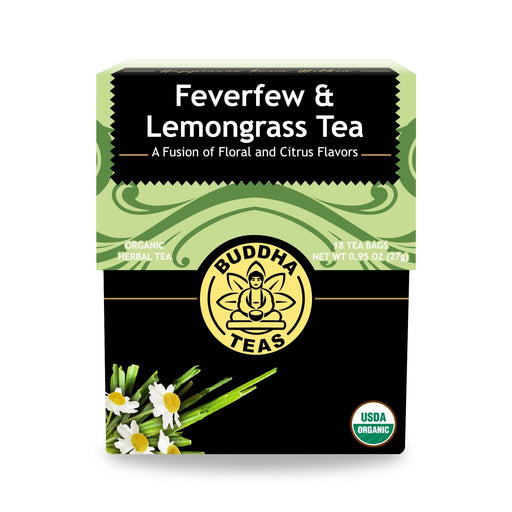 Buddha Teas - Organic Tea - Feverfew And Lemongrass - Case Of 6 - 18 Count Biskets Pantry 