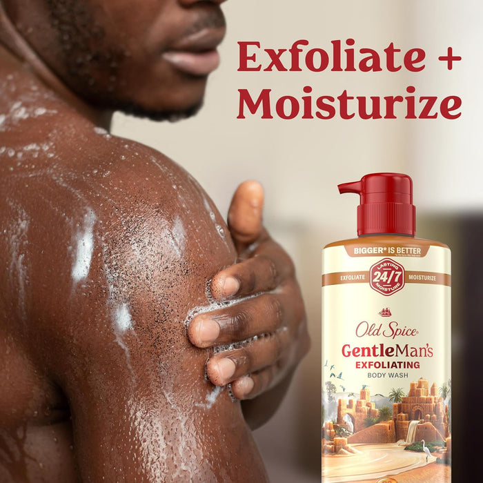 Gentleman'S Exfoliating & Moisturizing Body Wash for Men, 24/7 Shower Fresh with Long Lasting Scent, Renewing Vitamin B3 Blend, Brown Sugar + Cocoa Butter Scent, 26 Oz