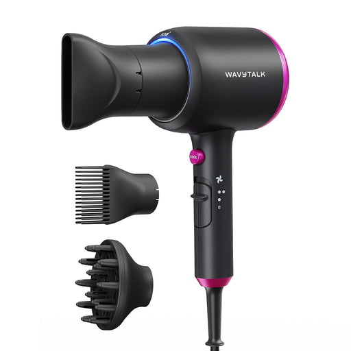 Hair Dryer with Diffuser, Blown Away Ionic Hair Dryer for Curly Hair with Comb, 1875W Fast Drying Blow Dryer with Ceramic Technology, 3 Attachments for All Hair Types, Light and Quiet, Black