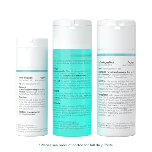 3 Step Acne Treatment - Benzoyl Peroxide Face Wash, Repairing Acne Spot Treatment for Face and Body, Exfoliating Toner - 30 Day Complete Acne Skin Care Kit