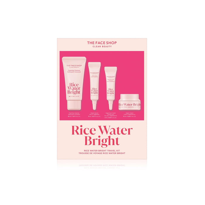 Rice Water Bright Travel Kit, Korean Skin Care Set with Ceramide, Gift Set - Gentle Face Wash & Vegan Skin Care (Serum, Cream, Eye Cream), Hydrating for Dry Skin, Daily Face Moisturizer
