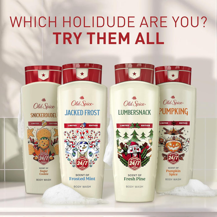 Body Wash for Men, Holidudes Holiday Edition, 24/7 Holiday Freshness, Lasting Scent and Rich Lather, Stocking Stuffer, Snickerdudel Sugar Cookie Scent, 16 Oz