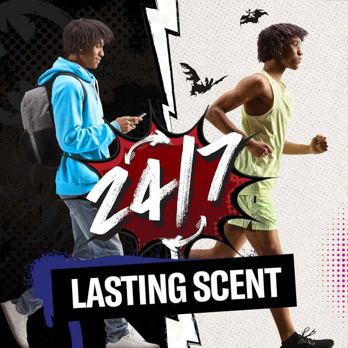 Body Wash for Men, Batman: Dark Night, 3X Defense, 24/7 Shower Fresh with Lasting Scent, Cleansing 2-In-1 Body & Face Wash, Smell like a Hero, Black Cherry and Nightfall Scent, 24 Oz